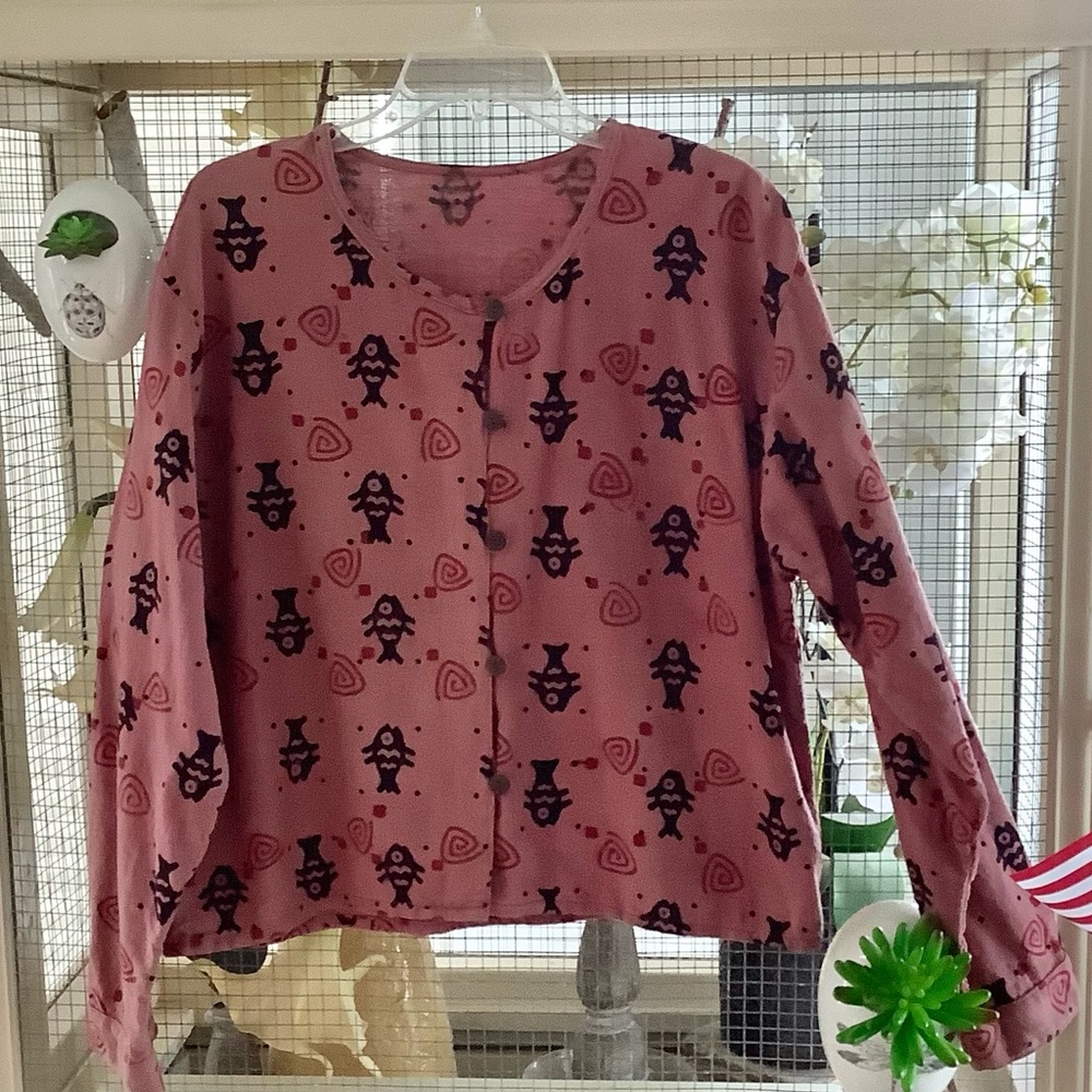 Artsy Bohemian Short Jacket Mauve W/ Black Fish L